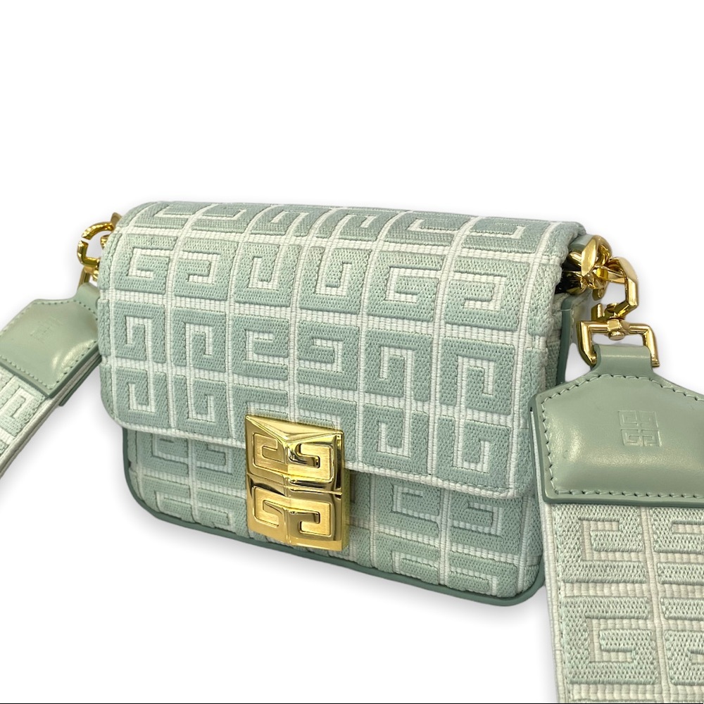 GIVENCHY 4G Small bag in 4G embroidered canvas with chain Celadon